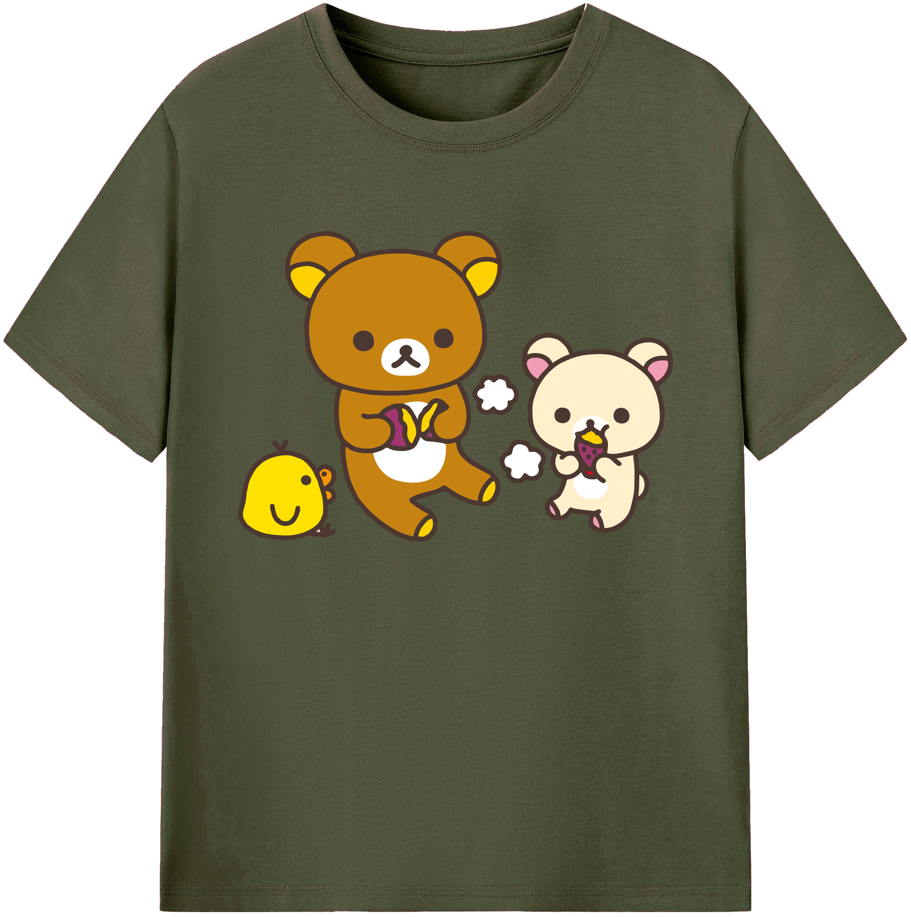 （画像用） リラックマ リラックマ キイロイトリ Rilakkuma Korilakkuma Kiiroitori 綿100％ メンズ半袖Tシャツ｜肌触りやわらか＆通気性